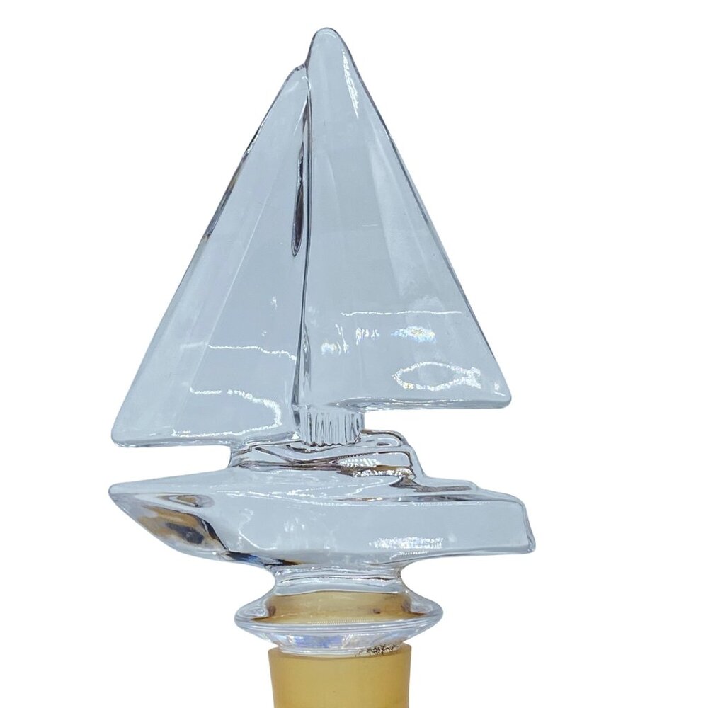 Mikasa Regatta Lead Crystal Bottle Stopper Sail Boat Nautical Sea 5 7/8" Tall